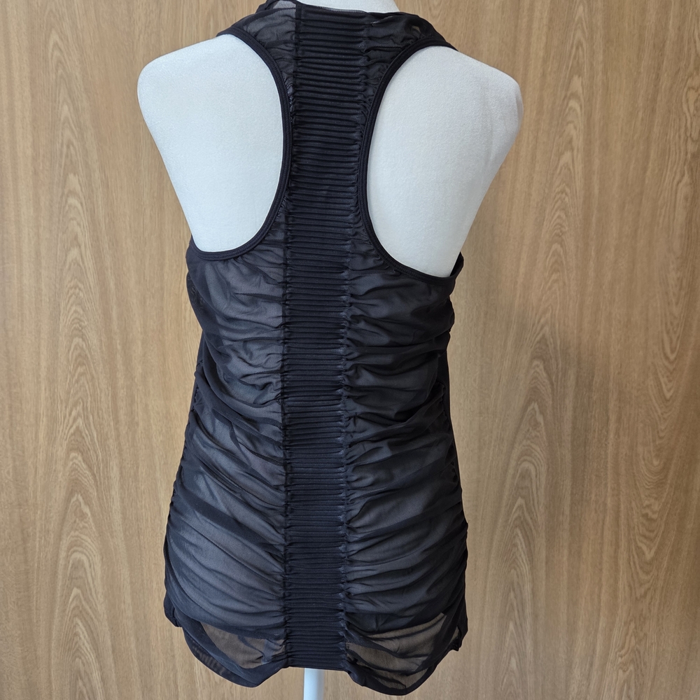 Athleta Black Mesh Rouched Back Tank - Picture 3 of 12